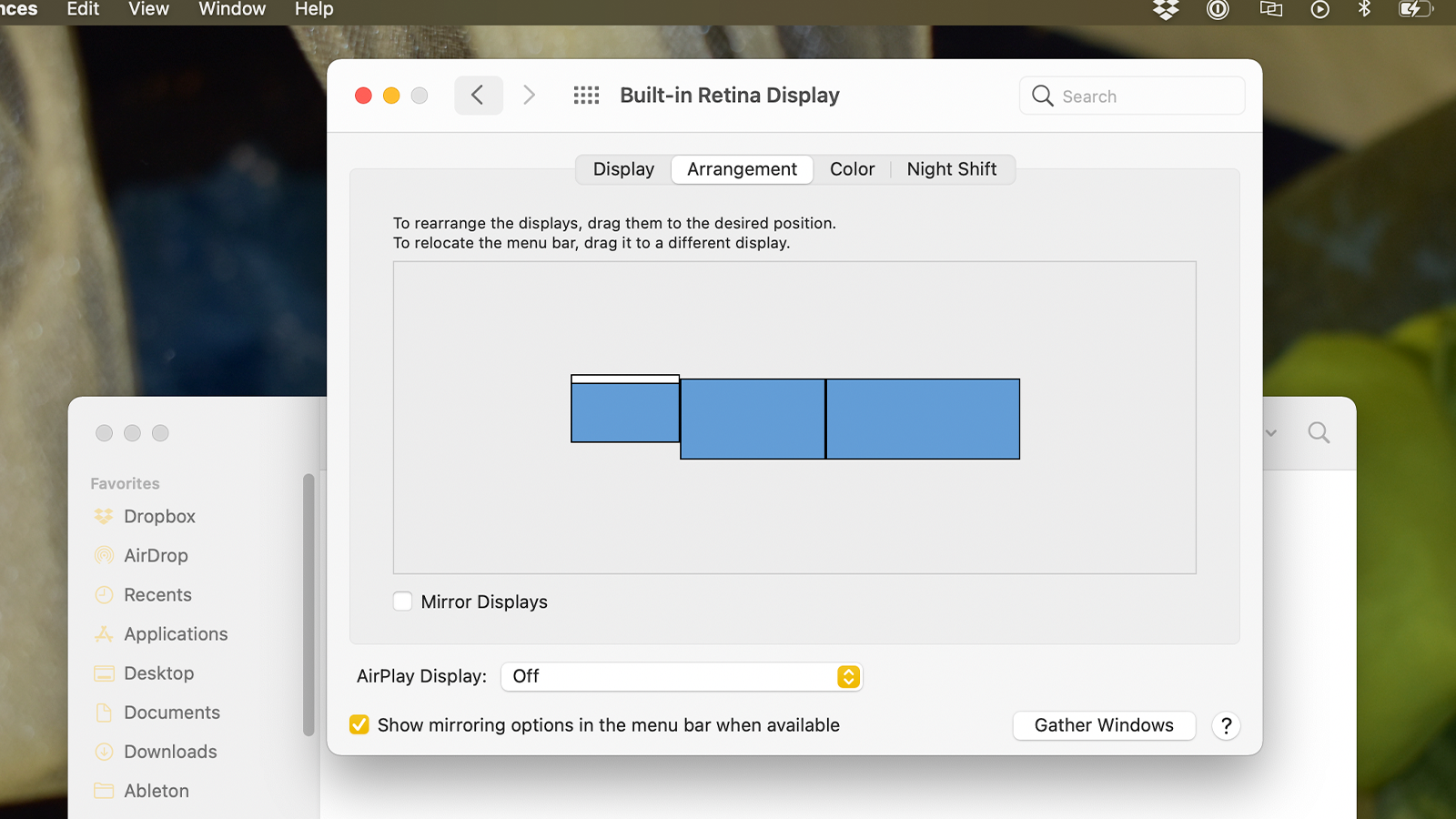 A screenshot of the MacOS Display preferences.