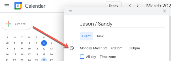 Create the event and add the date and time
