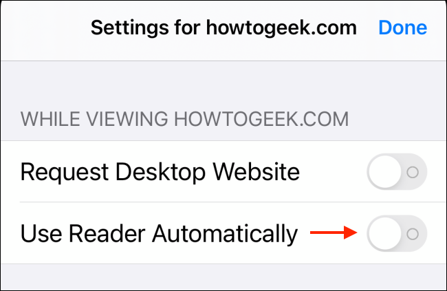 Disable Reader View for The Website in Safari