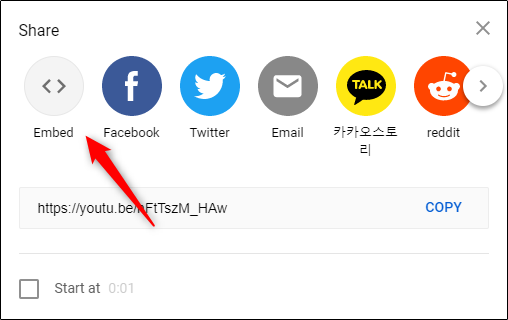 Embed option in Share window