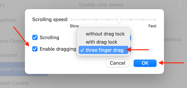 Enable Three Finger Drag Gesture on Mac