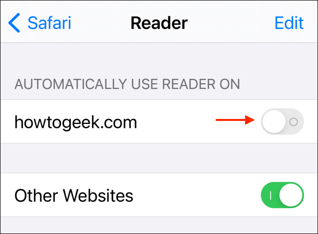 Enable or Disable Reader View for Websites