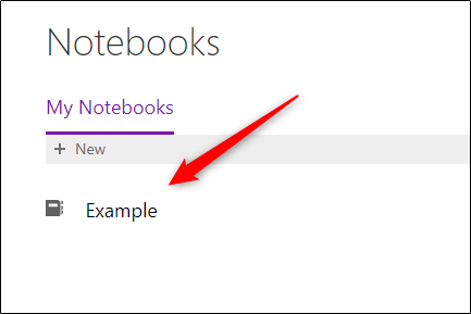Example Notebook in notebook selection screen