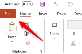 File tab in Microsoft PowerPoint