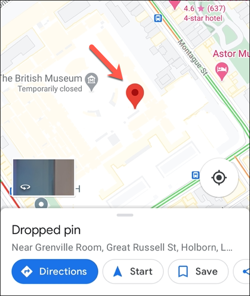 To drop a pin manually, tap and hold any location in the map view for a few seconds.