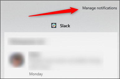 Manage notifications button in notifications menu