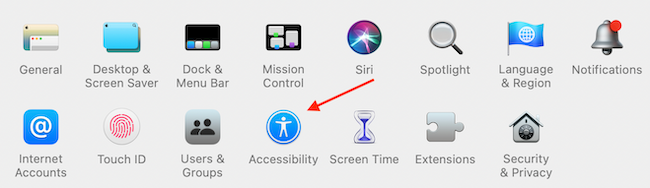 Open Accessibility from System Preferences