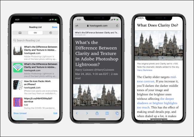 Reading List in Safari for iPhone