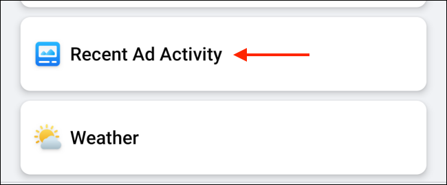 Recent Ad Activity in Facebook for Android