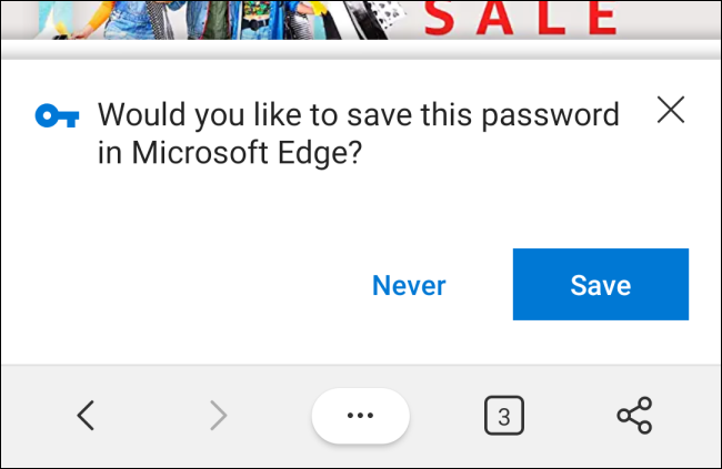 Save Password Prompt in Microsoft Edge
