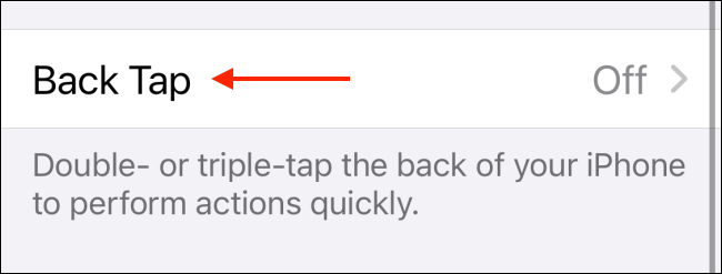 Select Back Tap