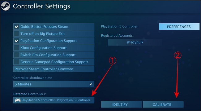 Select Calibrate from PS5 Controller