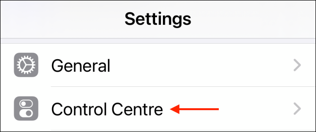 Select Control Center from Settings