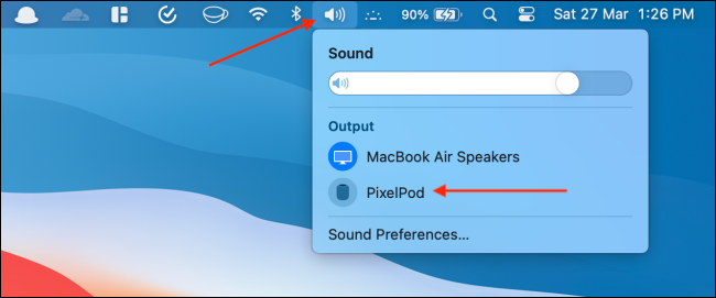 Select HomePod mini from Sounds in Menu Bar