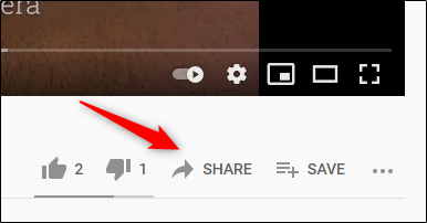 Share button for YouTube video