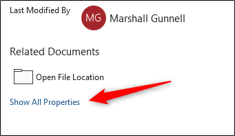 Show all properties button in Info tab