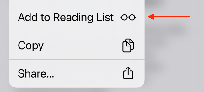 Tap Add to Reading List from Popup