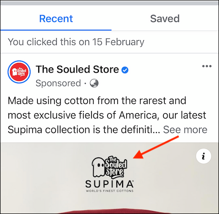 Tap to Open Ad in Facebook for iPhone