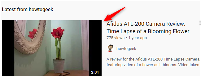Youtube video in search results