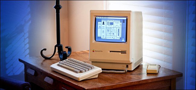 A Mac Plus on a Desk