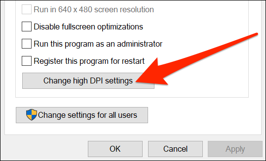 Change the app's DPI settings