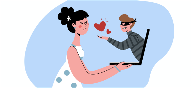 A concept image of an internet dating scam.
