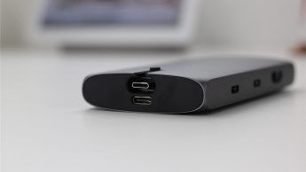 The docked USB-C cable and USB-C output port