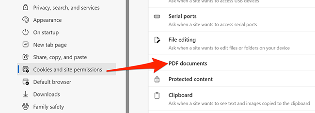 PDF documents option in Edge