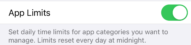 Enable app limits on iOS