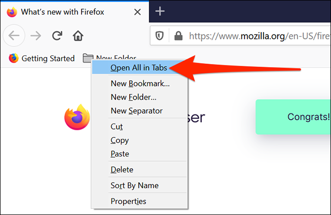 Open multiple sites at once in Firefox