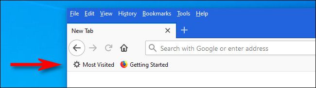 An example of the Firefox bookmarks toolbar in Windows 10.
