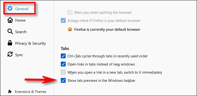 In Firefox options, place a check beside "Show tab previews in the Windows taskbar."