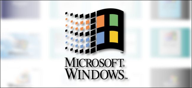The classic Microsoft Windows logo on a blurry white background
