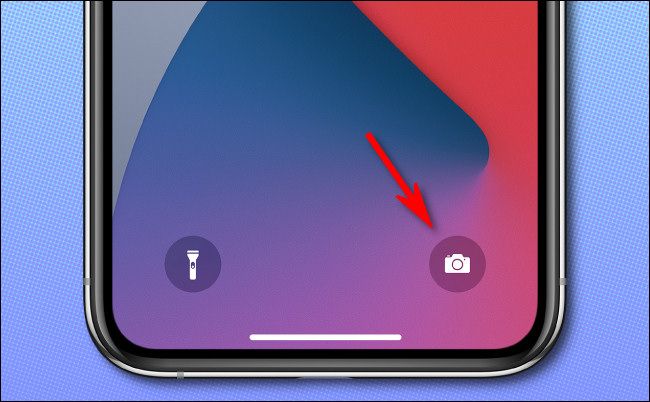 On the iPhone lock screen, long press the camera icon to launch the Camera app.