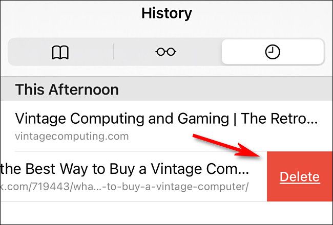 In Safari's History list, you can swipe any individual entry and delete it.