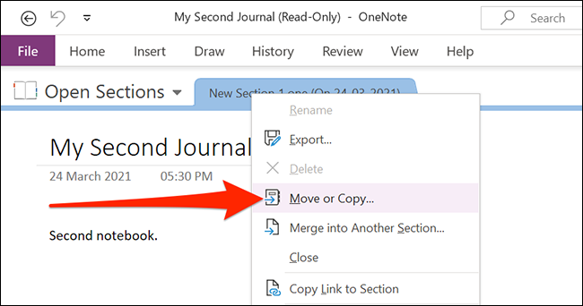 Move or copy OneNote notes