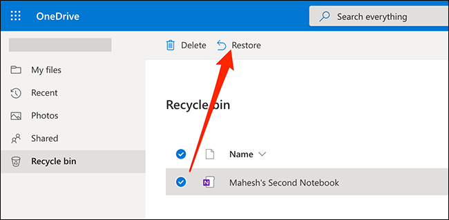 Recover OneNote notebooks with OneDrive
