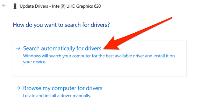 Let Windows search and install drivers