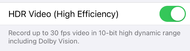 Enable HDR video recording on iPhone