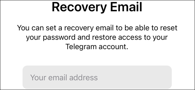 Set a recovery email on Telegram for iPhone, while enabling two-step verification
