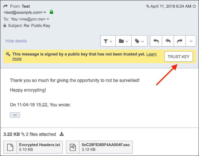 Trust Public Key (PGP) in ProtonMail