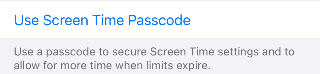 Enable screen time passcode on iOS