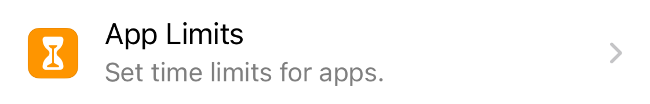 Visit app limits in iOS settings
