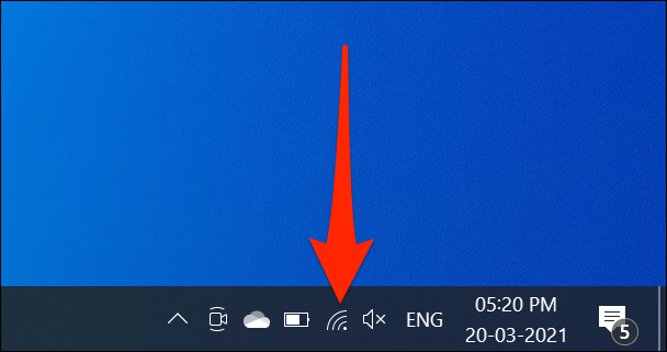 Wireless icon on the taskbar