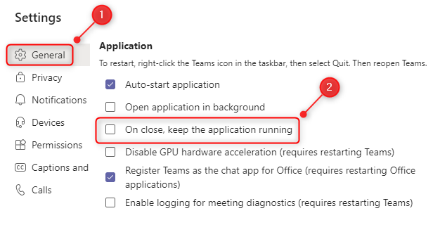 The &quot;On close, keep the application running&quot; menu option.