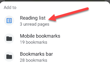select Reading List from menu