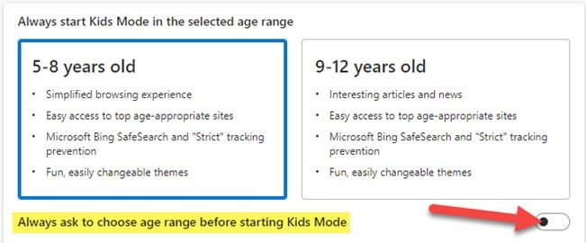 always ask to choose age range