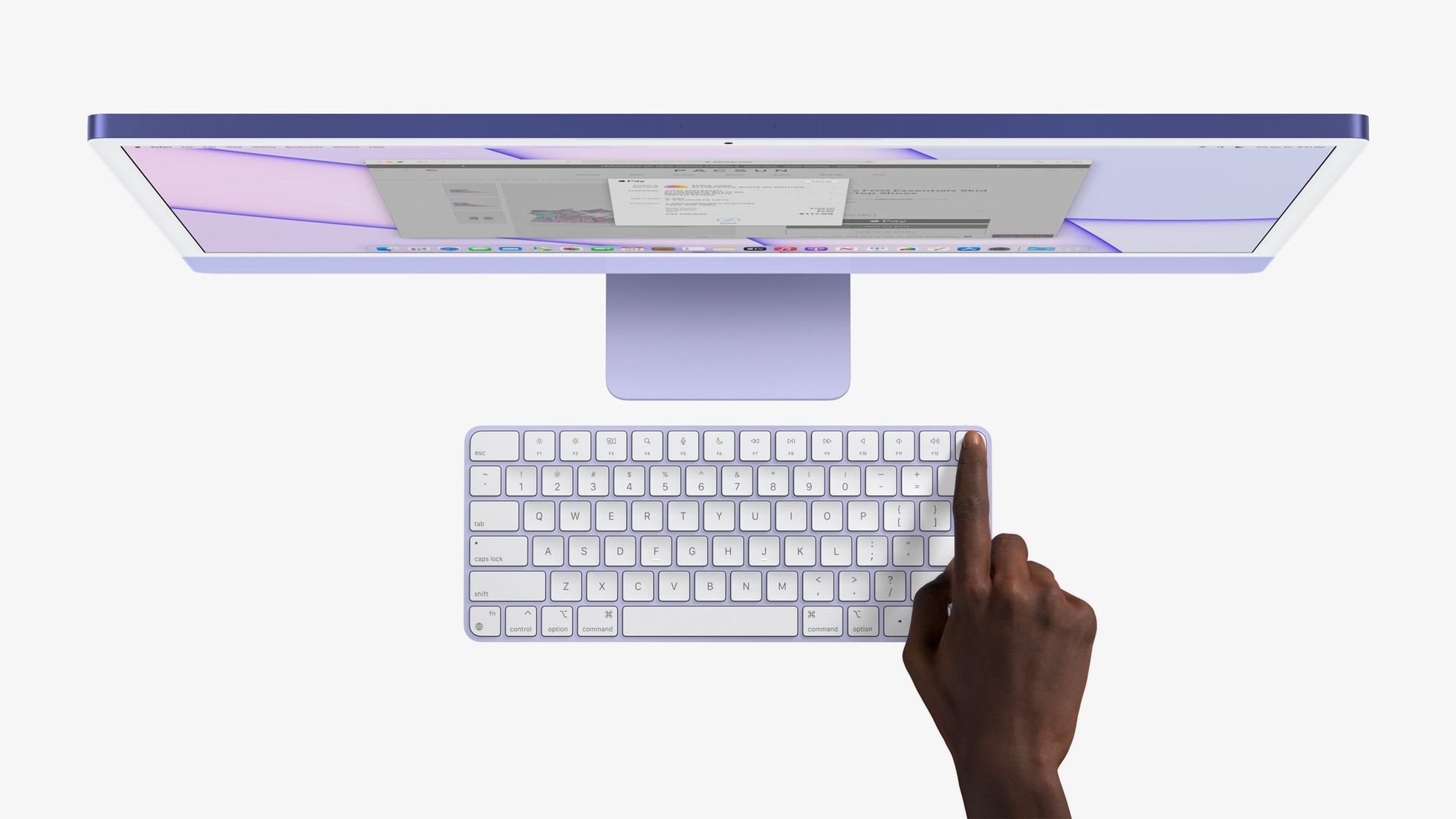 Purple iMac and keyboard