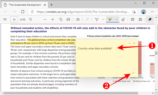 Add Save Comment in PDF using Microsoft Edge