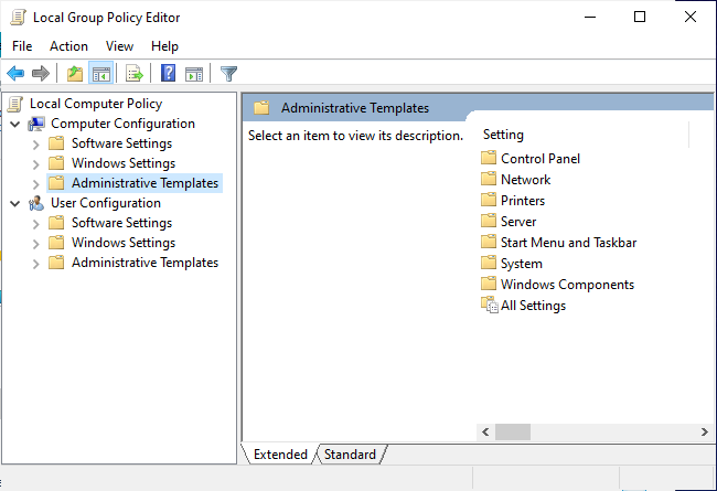 Administrative Templates in Group Policy Editor